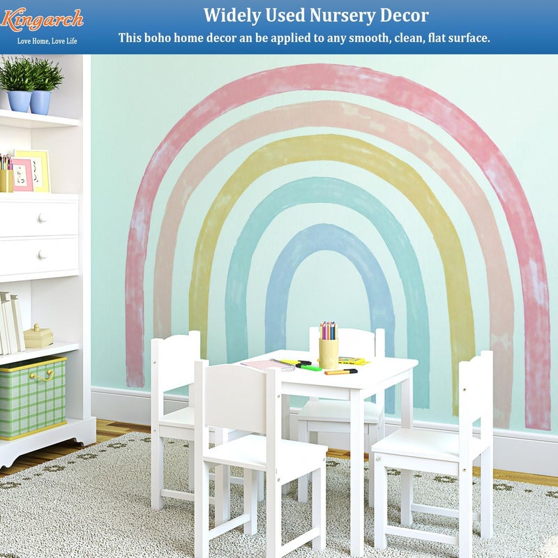 Kingarch Large Watercolor Rainbow Wall Decals, Colorful Peel and Stick Fabric Nursery Wall Decor, Removable Home Room Wall Decor Murals Stickers for Kids Girls Toddler Bedroom Living Room Playroom - Image 3